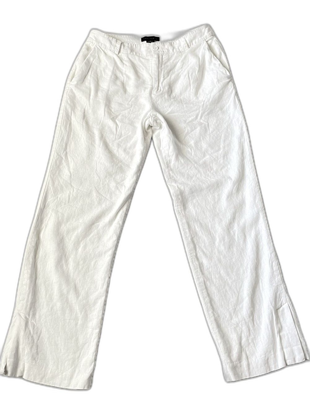 Sanctuary womens White linen Straight-Leg Chinos pants slacks with pockets